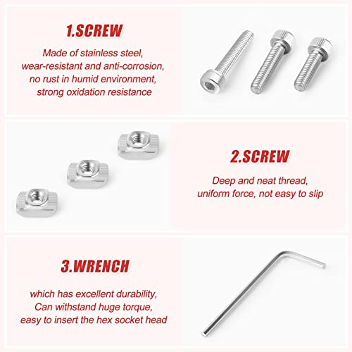 200pcs M3 T-Nuts Assortment Kit, Hammer Nut with Hex Socket Head Screws for Profile Groove M3 T-Nuts Socket Head Screws