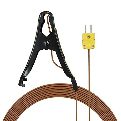 PerfectPrime TL0004, Pipe Clamp Temperature Flat Lead for K-Type Probe Thermocouple Sensor in Temperature Range From 0°C / 32°F ~400°C/752°F 400C /Pipe Clamp