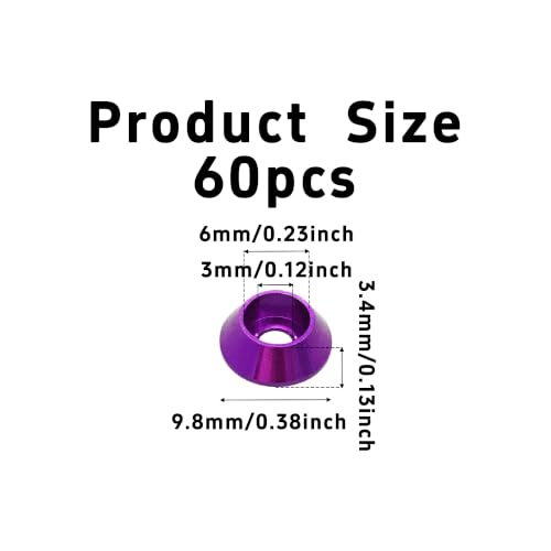 pson 60Pcs M3 Counterbore Washers(Purple) Purple