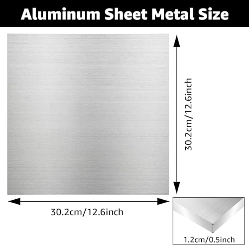 6061 Aluminum Sheet Plate Metal 11.8x11.8x1/2 Inch Flat Plate 300x300x12mm Thick Aluminum Sheet with Protective Film for Industry, DIY