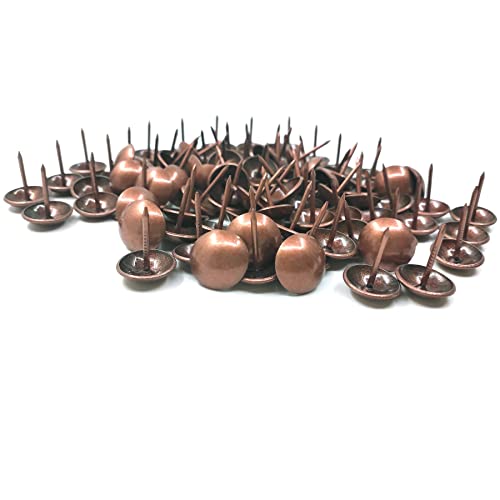 ZAYI 5/8”x13/16” Antique Red Copper Upholstery Tacks, Furniture Nails Thumb Tacks Pins Assortment Kit for DIY Wood Furniture Décor 100PCS (5/8inch, Red Copper)