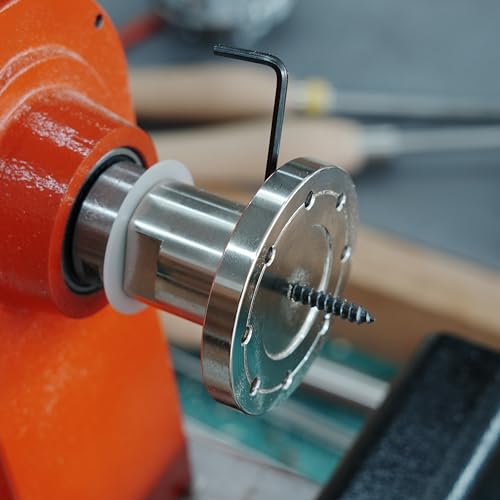 Woodworking 3" Lathe Faceplate with Screw Chuck, Two nylon washers for 1" x 8TPI Spindle Woodturning Lathe. 3"with Screw Chuck,1"x8TPI