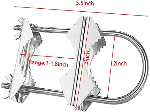 Double Antenna Mast Clamp Heavy Duty Pole to Pole Mounting Kit V Jaw Block with U-Bolt Mounting Hardware for TV CB Ham Antenna Parasols Flags and Fishing Rods