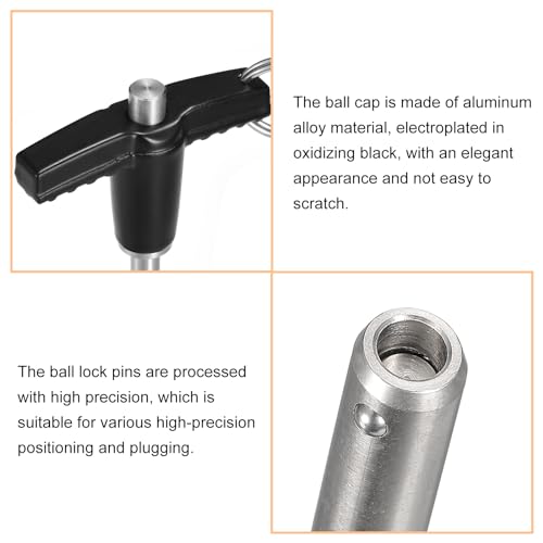 uxcell T Handle Lock Pins, 6mm x 100mm Usage Length Stainless Steel Push-Button Quick Release Pin