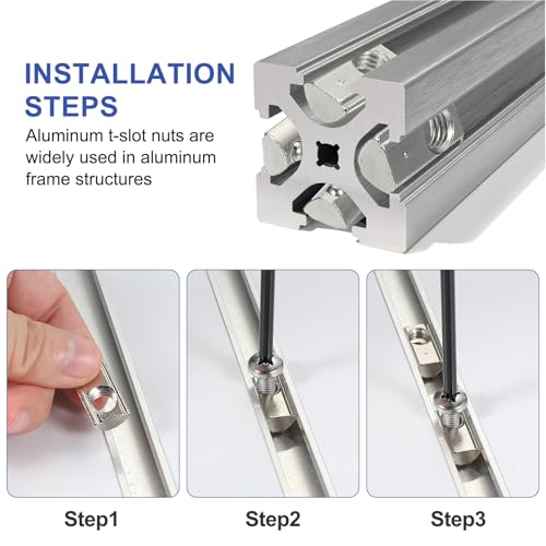 PATIKIL M6 Half Round Roll in Spring t Nuts, 100 Pcs 2020 Series Carbon Steel t Slot Spring Nuts for 6mm Aluminum Extrusion Profile 3D Printer DIY Tools Furniture Assembly, Silver