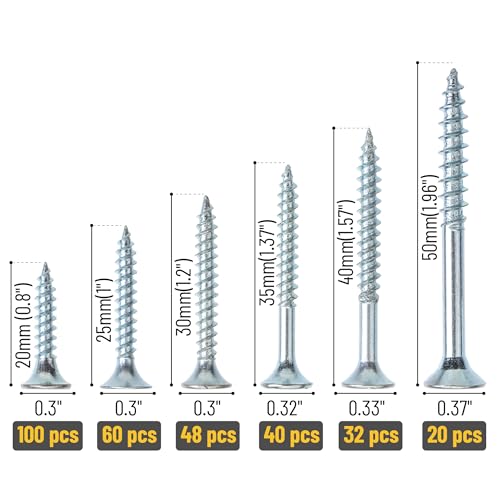 Mr. Pen- Wood Screws Assortment Kit, 300 pcs, Silver, Phillips Head