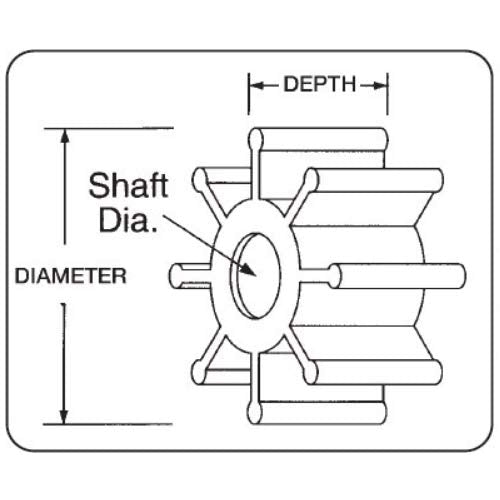 Jabsco 1210-0001-P, Neoprene, Drive Type 7, 12 Blade, 2-1/4 Diameter One Size