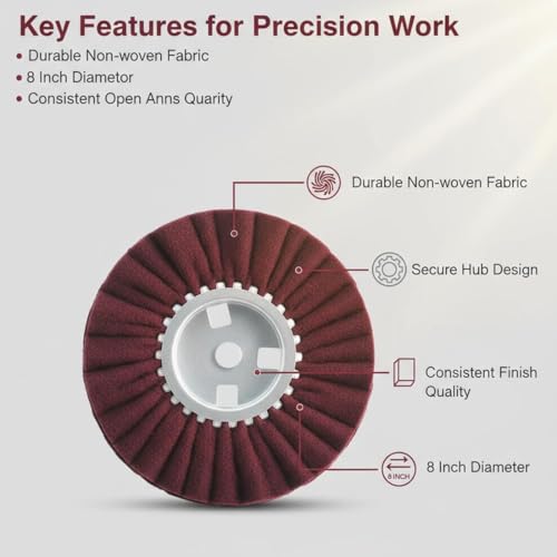 2 Pcs 8'' Airway Buffing Wheels with 5/8'' Arbor Cotton+Non woven Wheels