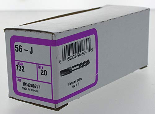 Hillman 732 Zinc Hanger Bolt (1/4" x 3") (Pack of 2) 20 Count (Pack of 2)