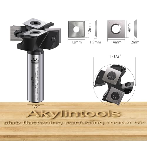 Slab Flattening Router Bit 1-1/2" Dia.1/2" Shank,2+2 Wings 1-1/2" Dia,2+2 Wings,1/2"SHK