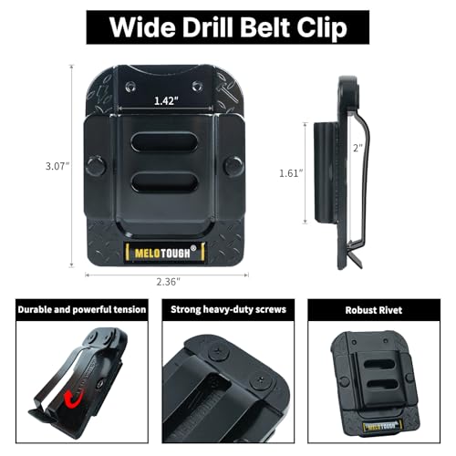 MELOTOUGH Drill Holder for Tool Belt,Tape Measure Holder,Drill Belt Clip,Drill Clip for Tool Belt,Measuring Tape Holder (Black),2PCS 2
