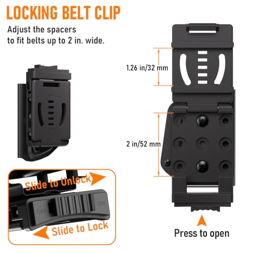 Kydex Multitool Sheath for Leatherman Wingman & Sidekick, 2 Belt Clips