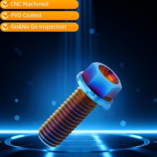 Titanium Flange Hex Bolts M8X20mm, 6PC, Burnt Blue M8X20