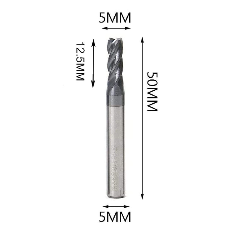 5 Pcs 5mm CNC Carbide End Mill Set, 4 Fultes Milling Cutter,Tungsten End Milling Bits Tool
