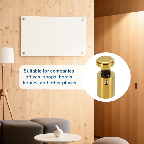 MECCANIXITY 12pcs Side Clamp Standoffs, 3/4" x 1" Gold Aluminum Standoff Screws Wall Sign Mounting Hardware Edge Grips for Acrylic Signs, Hanging Picture Frame, Advertising 3/4" x 1"