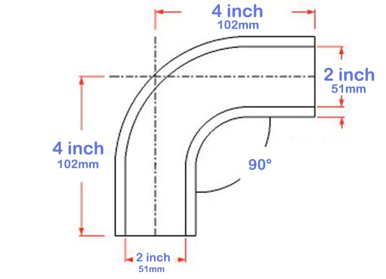 Ucreative 90 Degree Elbow ID: 2.0"(51mm) 4-Ply High Performance Coupler Silicone Hose for Vehicle with T-Bolt Clamp 2.0" (51mm)