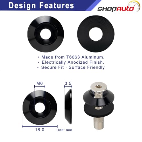 M6 18mm OD Aluminum Tapered Fender Washer (Black)
