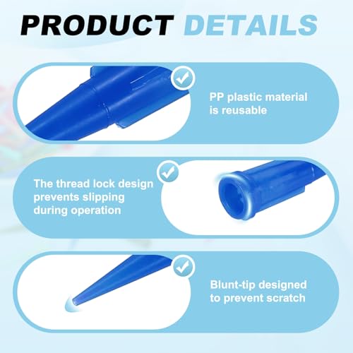 uxcell 100Pcs Plastic Tapered Pinhead, 22 Gauge TT Adhesive Dispensing Needle Tip 0.41mm Glue Applicator Blunt Tips for Industrial Oil or Glue Applicator, Transparent Blue