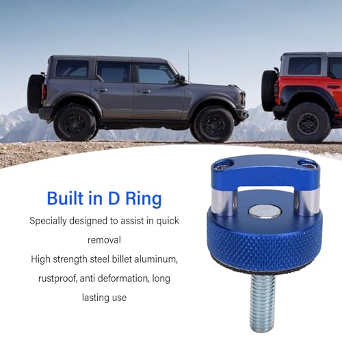 Billet Aluminum Hard Top Quick Removal Fastener Thumb Screw, 8 Pcs M8 1.25 Thread Integrated D Ring for Bronco 2dr 4dr 2021 Onwards (Blue)