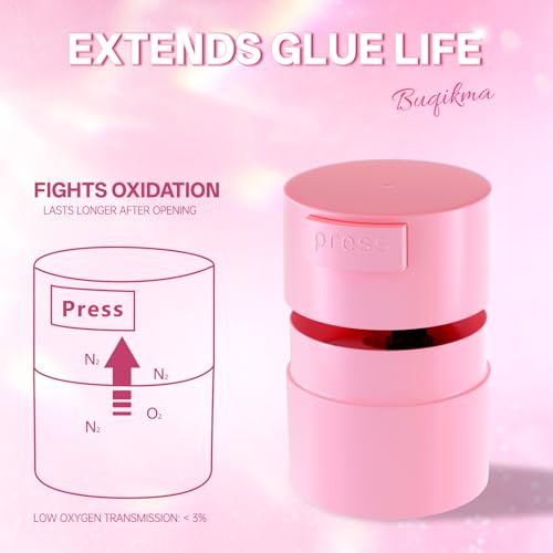 Buqikma Lash Eyelash Glue Holder Storage Container Air Tight, Pink