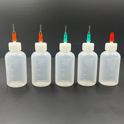 50ml Translucent Needle Tip Glue Squeeze Bottles, Precision Tip Applicator Bottle with 14G 16G 18G 20G Blunt Metal Needle Tips for Oil, Crafts, Repairs & Precision Applications
