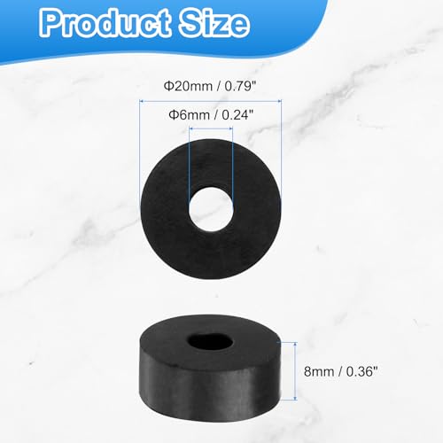 uxcell 84Pcs Rubber Spacers 20mm OD x 6mm ID x 8mm Thick Round Anti Vibration Spacer Rubber Bushing 84
