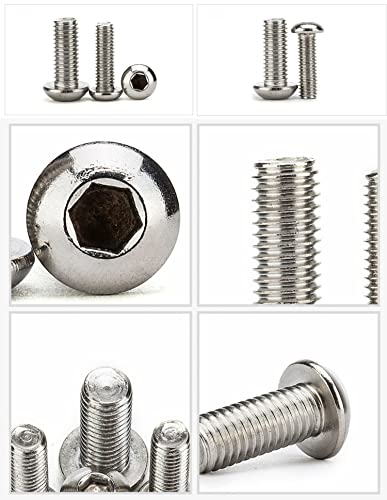 480Pcs Metric M2 M2.5 M3 304-Stainless Steel Button Head Hex Socket Cap Bolts Screws Nuts Assortment Kit M2,M2.5,M3