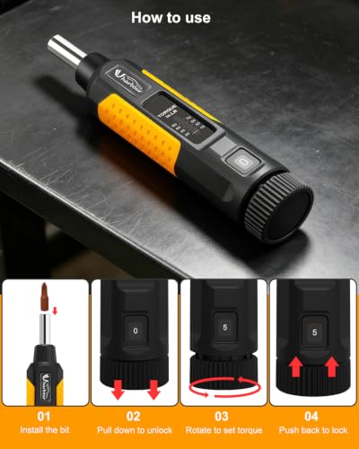 Uharbour 10-80 in.lb Torque Screwdriver Set, 1/4" Bit Adapter