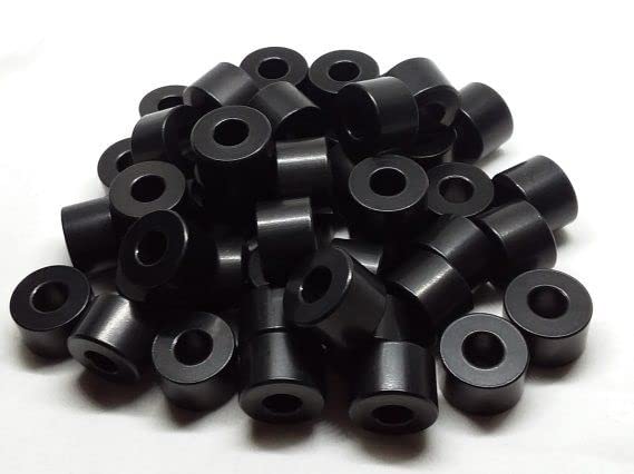 Black Aluminum Spacer 1" OD x 3/8" ID, Round Spacer, Fits Screws Bolts 3/8" or M10 by Metal Spacers Online (1/2" Length, 10 Pack) 1/2" Length