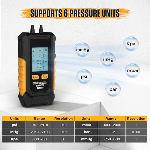 PT503 Manometer Gas Pressure Tester Dual-Port -100 to 300 KPa