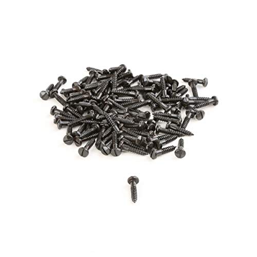 Renovators Supply Manufacturing Slotted Pyramid Head Screws 3/4 in. Steel Black Screws Pack of 100 Pieces 3/4" Slotted Wood Screws-Pack of 100