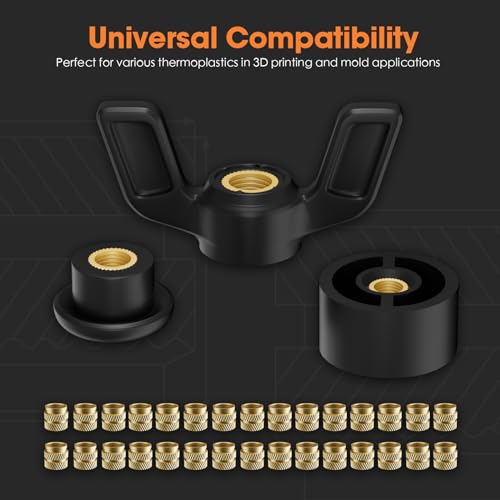 HANGLIFE Heat-Set Threaded Inserts, M2 M2.5 M3 M4 M5 M6 Assortment Box (345 Pieces) Heat Set Insert for 3D Printing Components and Plastic Parts - Brass Metric Knurled Nuts Assortment Kit(345pcs)