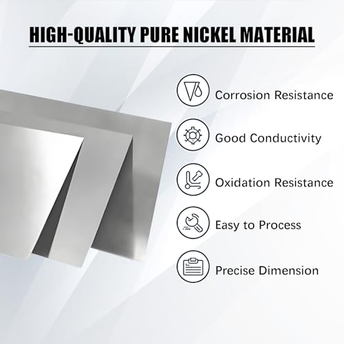 Pure Nickel Sheet Pure Nickel Strip 100x100x0.1mm (3.94"x3.94"x0.0039") 99.6% Nickel Plate for Scientific Experiments and Various Industrial/DIY Projects