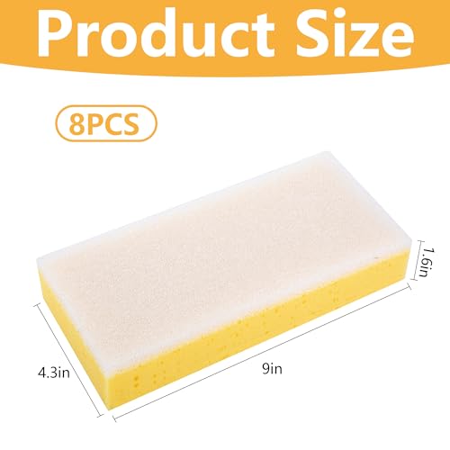 8 Pcs Drywall Sanding Sponge, 9" Washable Dual-Sided Wet Sanding Block 8 Pcs