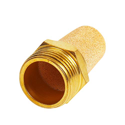 Quickun Air Pneumatic Mufflers, 1/2" Male Thread Sintered Bronze Exhaust Muffler Silencer (Pack of 2) 1/2" Male (2Pcs)
