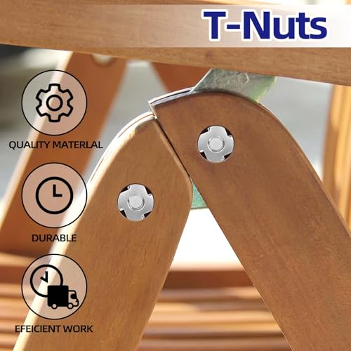 M6 T-Nuts 304 Stainless Steel, 4-Pronged Tee Nut for Wood, Rock Climbing Holds, Furniture, 50 PCS M6