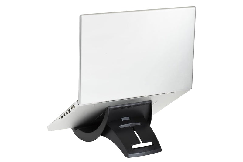 3M Laptop Stand, Raise Screen Height to Reduce Neck Strain, Vertical Design Allows You to Bring Screen Closer, Compact Foot Print Saves Desk Space, Non-Skid Base Keeps Laptop Secure, Black (LX550) 8.8" x 7.8" x 6.4"
