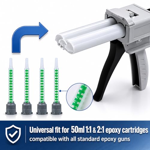 50 Pack 3.6 Inch Static Mixer Nozzles for 50ml AB Glue Cartridges, 16-Element Epoxy Mixing Tips Compatible with 3M DP100, Panel Adhesive, J-B Weld & Loctite Resin Adhesive 3.6" (50Pcs)