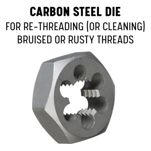 Drill America 3/4"-16 UNF Tap and Die Kit, HSS Plug Tap and Carbon Hex Die, POUT Series Tap and Hex Die