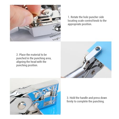 30 Sheets Capacity 5mm Single Hole Puncher with Cr Plated Head for A4 Paper Non Slip Grip Easy Punch Lever Design Depth Adjuster Metal Handheld Punching Tool for Home Office