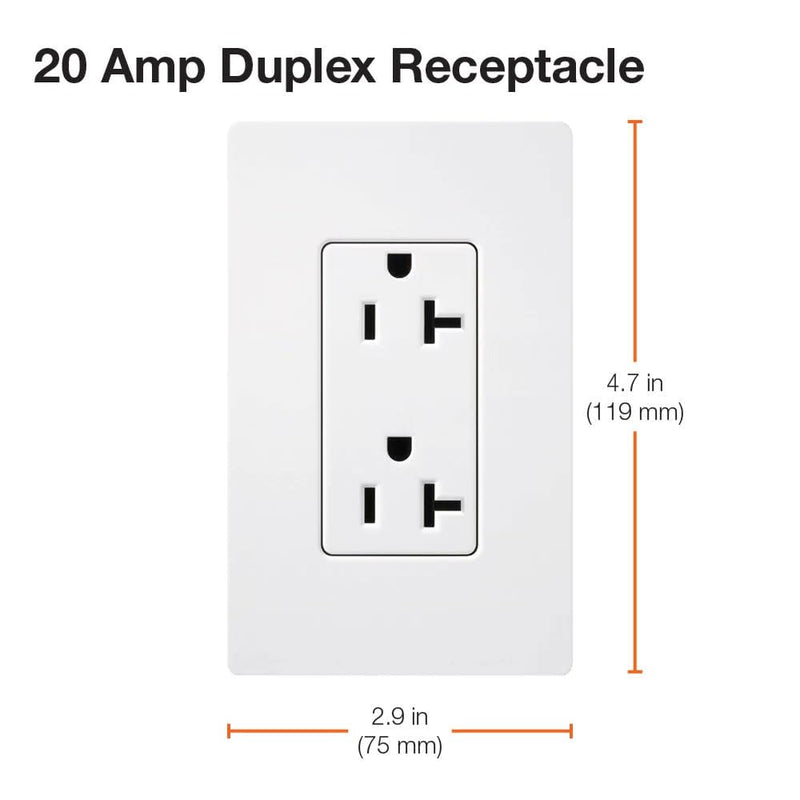 Lutron SCR-20-SW Satin Colors 20-Amp Receptacle, Snow