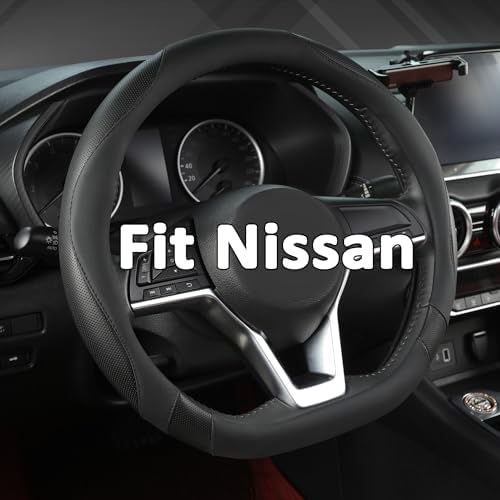 West Llama Flat Bottom Car Steering Wheel Cover for Nissan,D Shaped Steering Wheel Cover for Rogue,Altima,Kicks (Black-Standard Size) D-Shaped-Standard size (14 ½''-15'') B-Black
