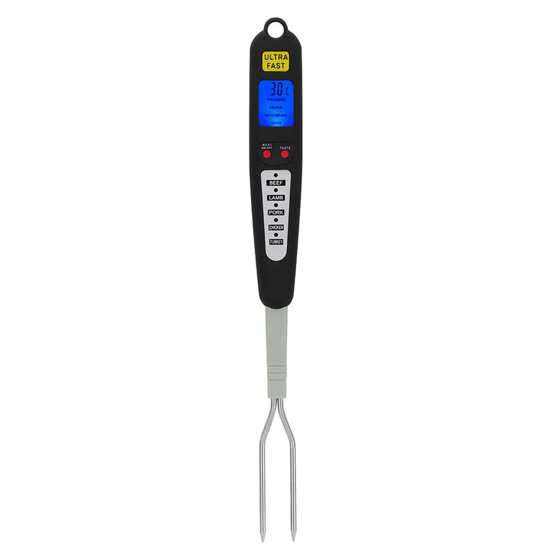 Digital Meat Thermometer Fork, Read Meat BBQ Fork Thermometer with Dual Probe LED Display and Stainless Steel Probes for Steak Chicken Hot Grilled Food,Grilling and Barbecue, BBQ