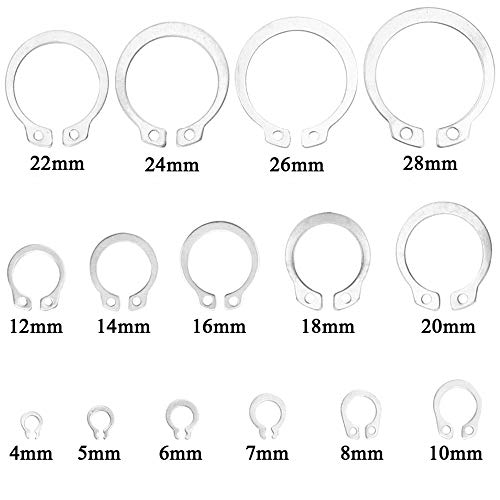 330Pcs 15-Size Metric 304 Stainless Steel External Retaining C-Clips Rings/External Circlip Snap Retaining Clip Ring Assortment Kit - 4mm to 28mm