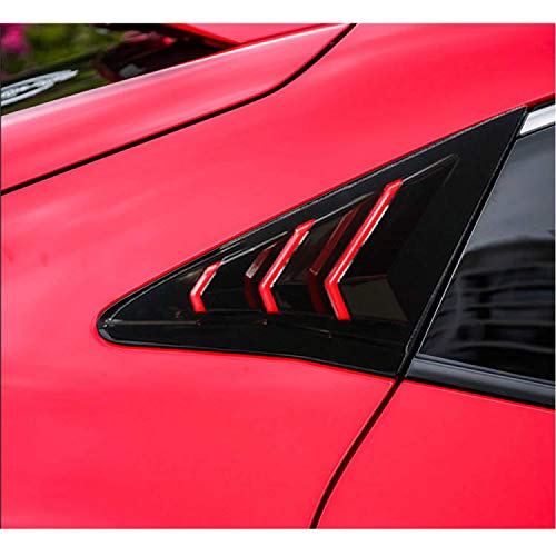 Rifoda for Civic Window Louvers Air Vent Scoop Shades Cover Blinds for Honda Civic 10th Gen Hatchback and Type R 2016 2017 2018 2019 2020 2021 ABS Material(Bright Black Red) Bright Black Red