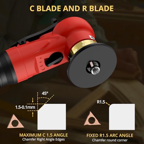 AMTOVL Pneumatic Chamfering Tool with 6 C-Angle & 6 R-Angle Blades Red