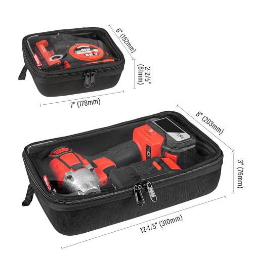 HAUTMEC 2-Piece Hard Tool Case Organizer with Clear Window, 1680D & EVA Water-Resistant Tool Bag, Double Zipper Utility Pouches for Tools & Accessories – HT0403