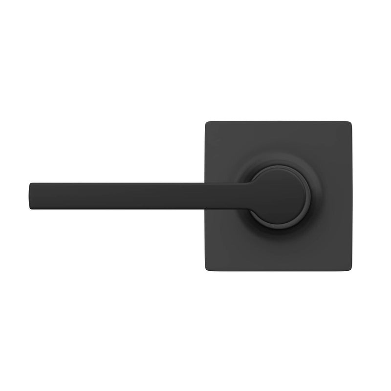 Straight Lever with Square Trim Hall and Closet Door Handle, Matte Black Finish