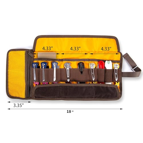 Tool Roll Bag Organizer, Waxed Canvas Small Tool Roll, Rolls Up Pencil Case