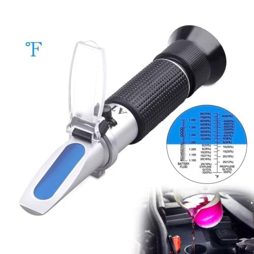 Antifreeze Refractometer, 3-in-1 Antifreeze Coolant Tester for Checking Freezing Point, Concentration of Ethylene Glycol Propylene Glycol Based Automobile Antifreeze Coolant Condition Antifreeze Refractometer Black